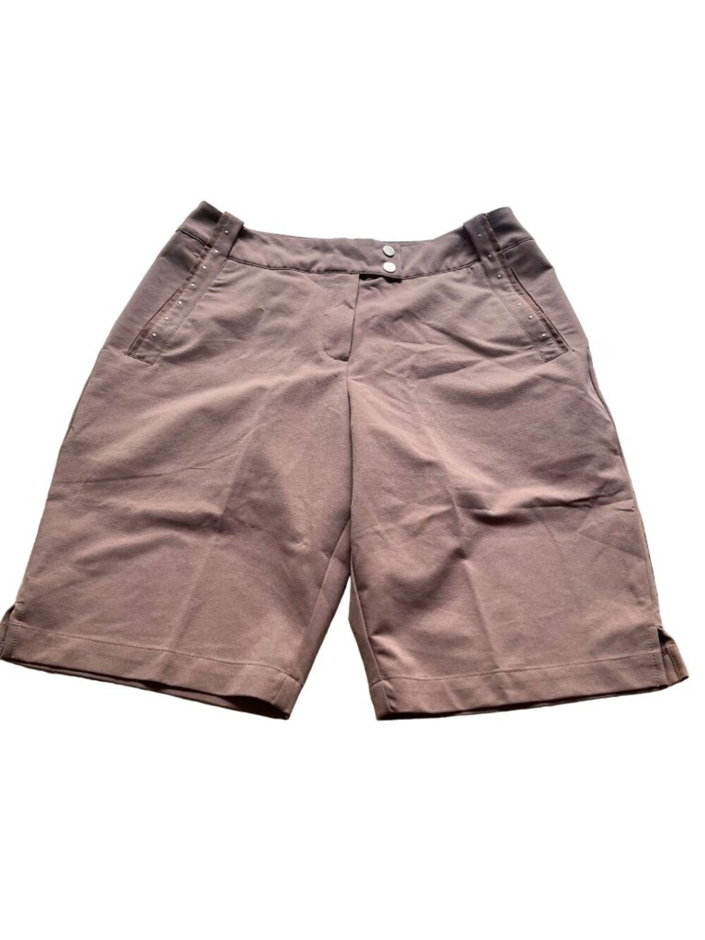 Tail Golf Bermuda Shorts Size 8 Brown Camel Studded Country Club Preppy